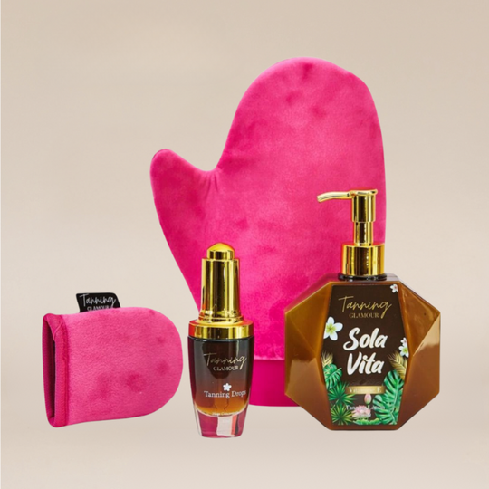 The Ultimate Tanning Bundle Lotion, Drops, Glove and Mini Glove